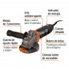 Esmeriladora angular 4-1/2", 950W, TRUPER ERGO PRO