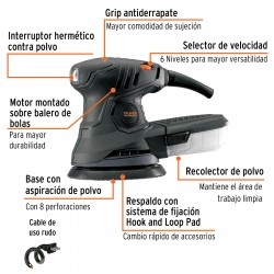 Lijadora roto orbital 5", 260W, TRUPER INDUSTRIAL